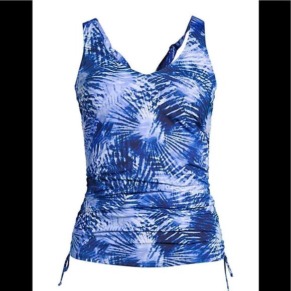 Land’s End deep sea navy tie-dye underwire tankini adjust sides straps Various - Picture 6 of 6